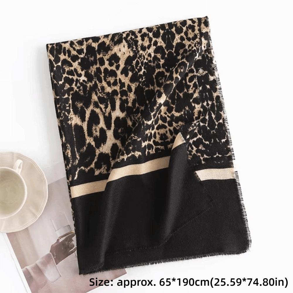 Leopard Print Winter Neck Scarf Faux Cashmere Shawl Wrap New Women Scarf