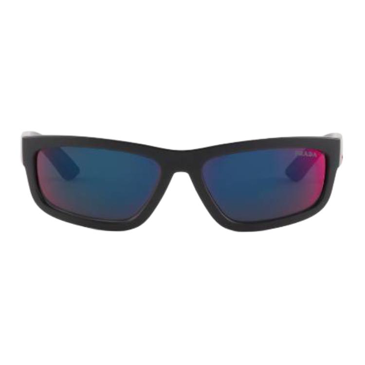 Prada Linea Rossa Logo Nylon Rectangular Sunglasses Men sunglasses Black SPS05ZMDG0FE08FC059