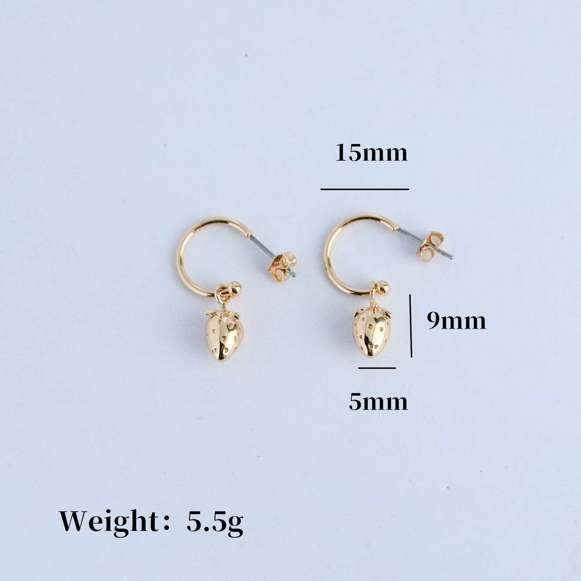 

Cute Sweet Golden Little Strawberry Plant Pendant Necklace Earrings Set