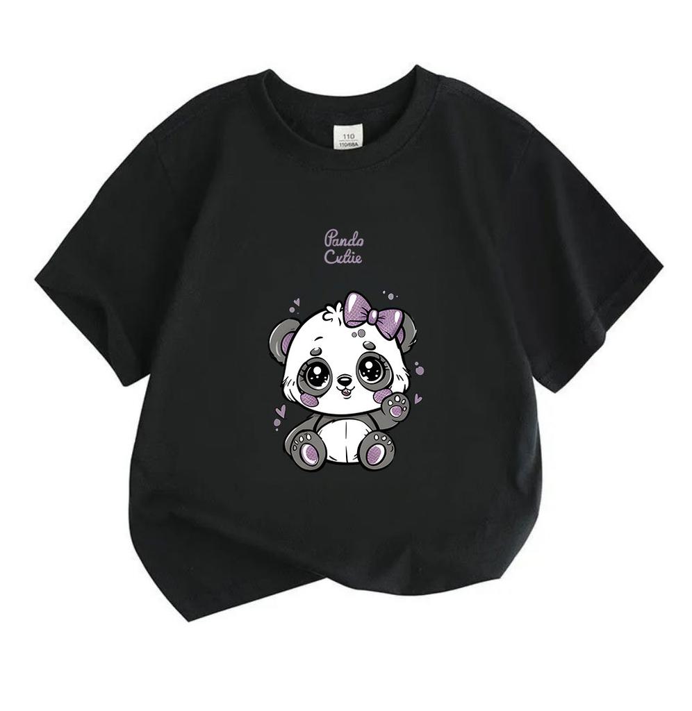 Kids Boys Girls Cute Panda Print T-Shirt, 100% Cotton Short