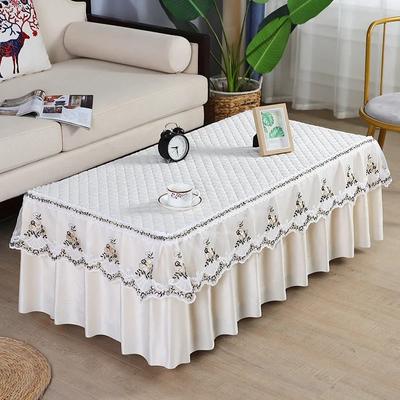 Mantel de mesa a cuadros gruesos antideslizantes con borde de encaje bordado y dobladillo de felpa rectangular para mesa de té en casa