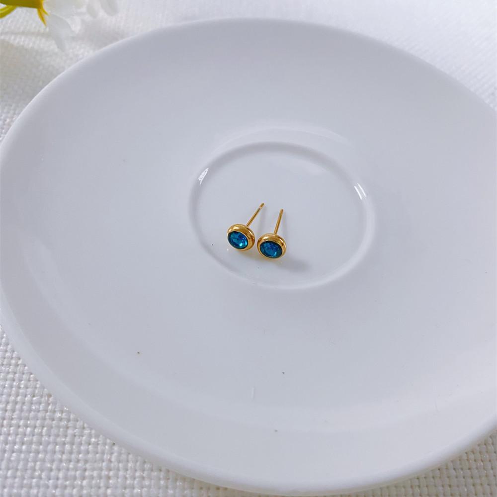 European-American Niche Style Colorful Zirconia Birthstone Earrings with Stainless Steel