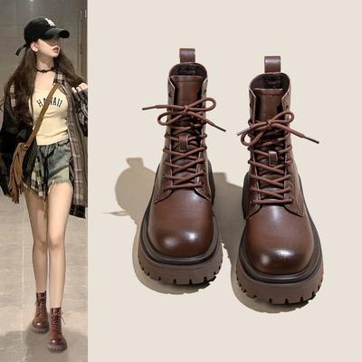 Damen Leder Martin Boots mit weicher Sohle, dicker Sohle, 2025 neu, britisch, Frühling und Herbst, Einzelstiefel, schwarz, vielseitig, Winter-Samt-Kurzstiefel