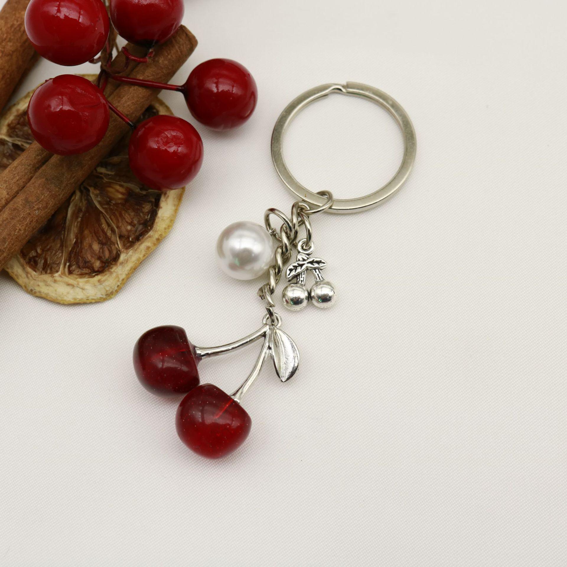 Cherry Resin Pendant Keychain for Bags - Trendy Japanese Korean Style Women s Accessory