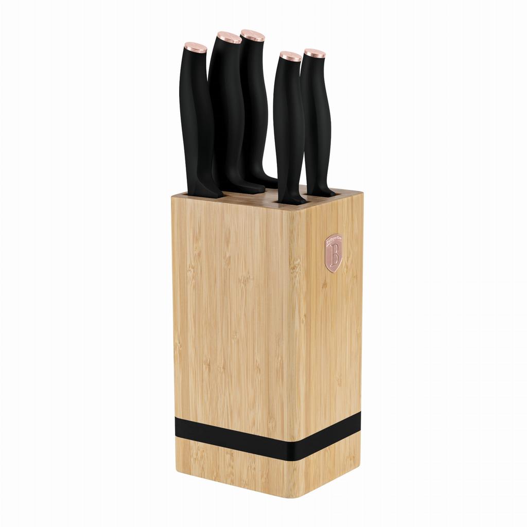 Zestaw noży w bloku bambusowym 6-ele BERLINGER HAUS Black Rose BH-2970