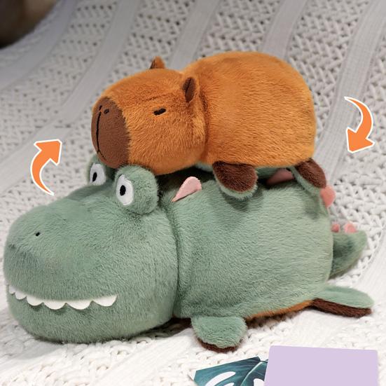 Capybara Stuffed Animal 2-in-1 Reversible Plush Toy Crocodile Capybara Pillow Soft Cotton Capybara Toys