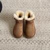 Girls' snow boots autumn and winter new sheepskin fur integrated short tube piled thickened warm cotton shoes + children's winter shoes