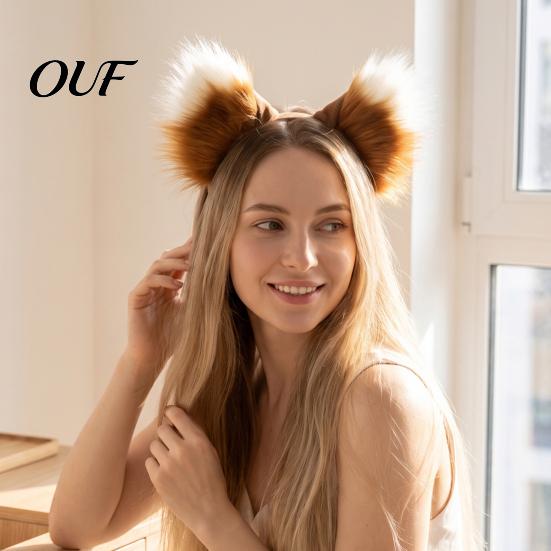 Wolf Ears for Costume Fluffy Fox Headband Party, 3D Plush Ear Party Dress Up Accessories Hair Accessories, Decorative Hairband Women Girls Cosplay