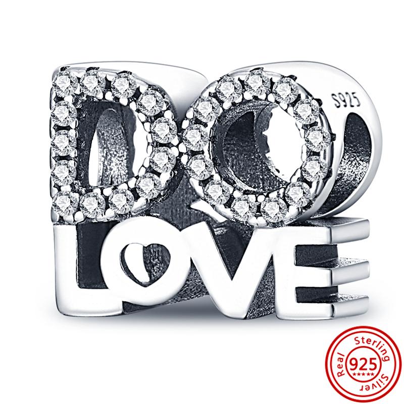 S925 Silver I Love You Flower Ice Cream Drink Paw Print Pendant Fine Beads Fit Original  Charms Bracelet Women DIY Jewelry