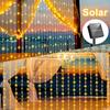 100/200/300 LED Solar Courtyard Curtain Lights Outdoor Waterproof Fairy String Lights With 8 Modes for Garden Window Bedroom Wedding