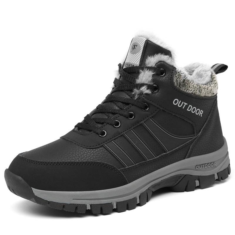 Warm Plush-Lined Winter Cotton Shoes: Casual Sporty Snow Boots for Outdoor Hiking, Ideal for Middle-Aged & Elderly, Available In Large Sizes