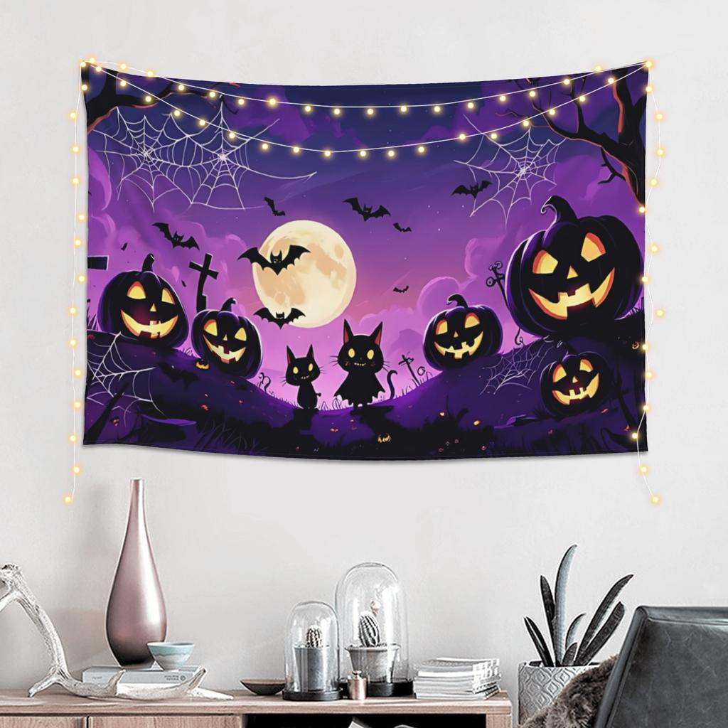 Halloween Girl Pumpkin Mountain Print Tapestry Wall Hanging Blanket Tapestry Home Decor Items Wall Decorations