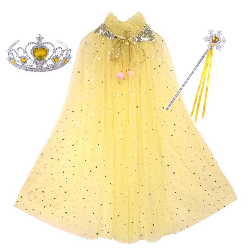 Girls' Elsa Princess Frozen Crown Set with Sequined Cape Shawl