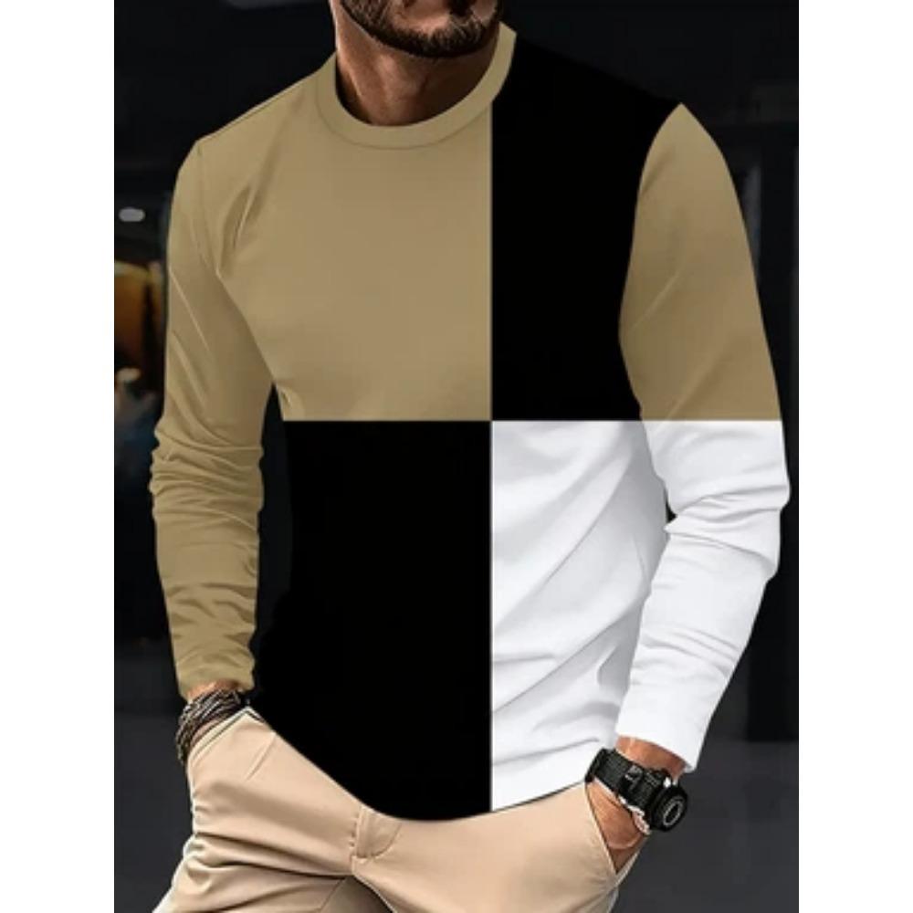 Herren Grafisches Langarm-T-Shirt Cool Bedruckt Rundhals Lässig Streetwear Oberteil