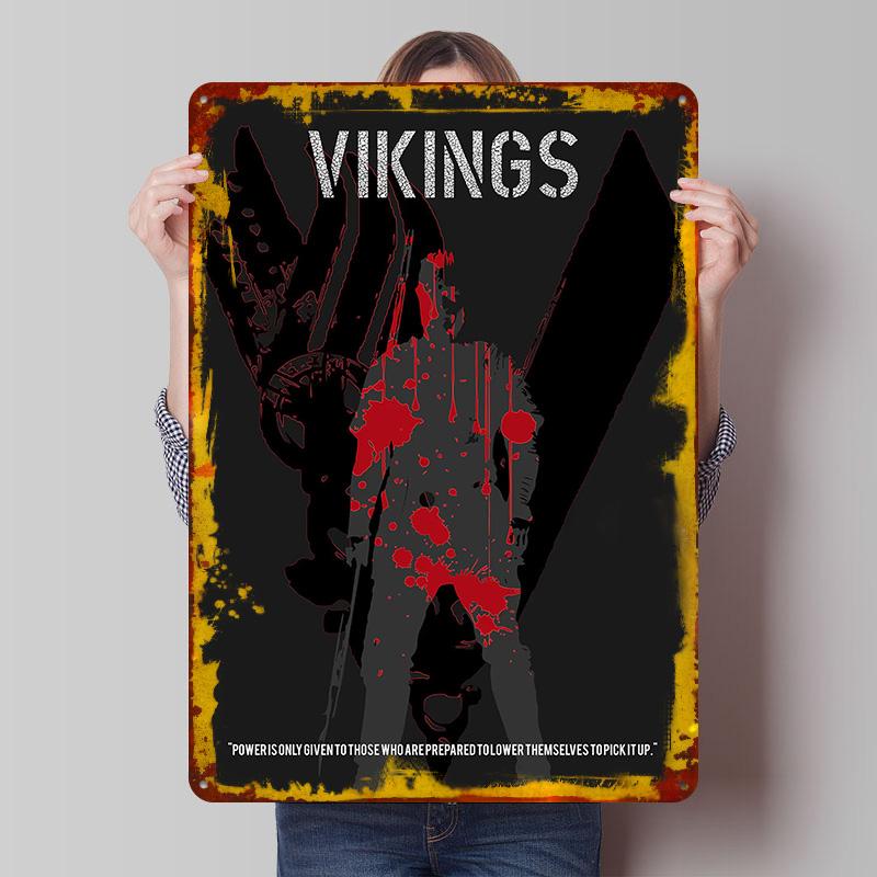 Minimalistic for the TV Show Vikings Metal Poster Customized Wall Art Retro Vintage Tinplate Signs for Home Decor Items Room