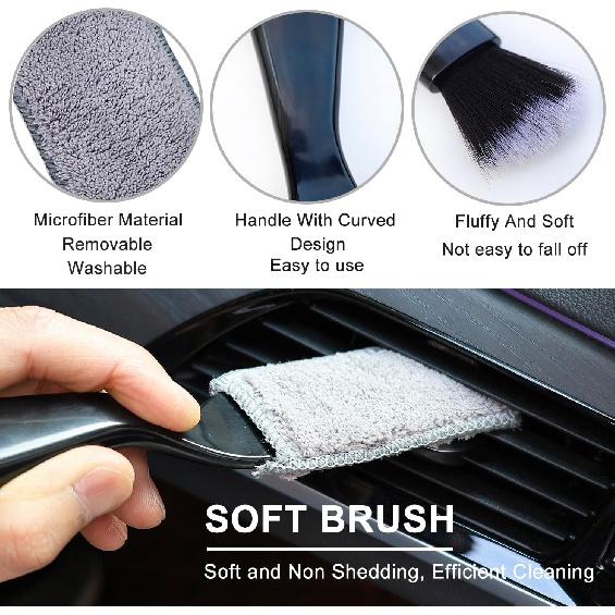 3 Pack Car Interior Detail Dust Brush, Microfiber Duster Brush, Feather Duster, Car Interior Detailing Brush, Cleaning Duster for Car Interior, Air