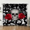 Curtains Skull Black Sunshade Bedroom Living Room Digital Printing Curtains Blackout Free Punching