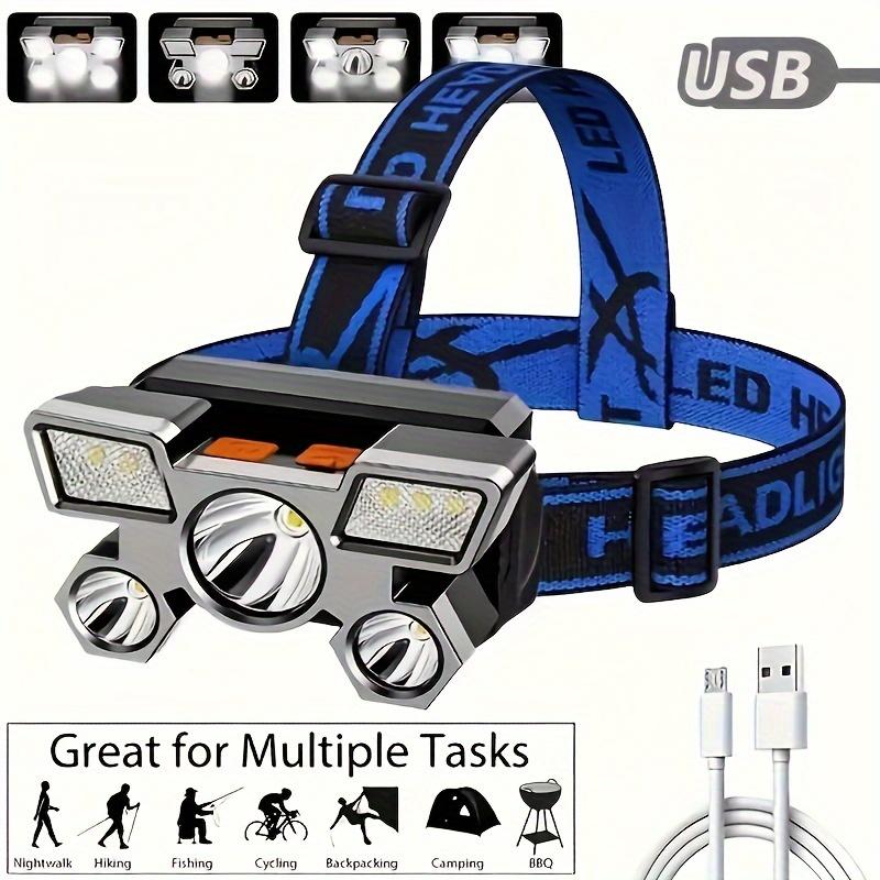 1pc-Portable headlights, LED rechargeable headlights, zoom headlights, outdoor headlights, hiking waterproof flashlights