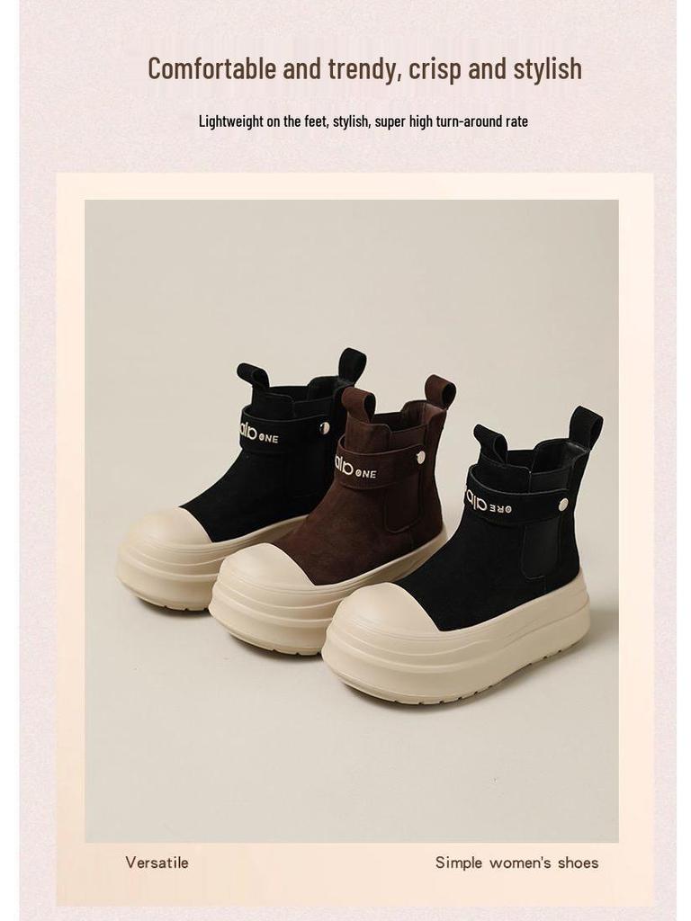 Thick-Soled Platform Martin Boots for Petite Women – 2025 Autumn/Winter, Versatile Lightweight Short Boots, Trendy and Casual Style.