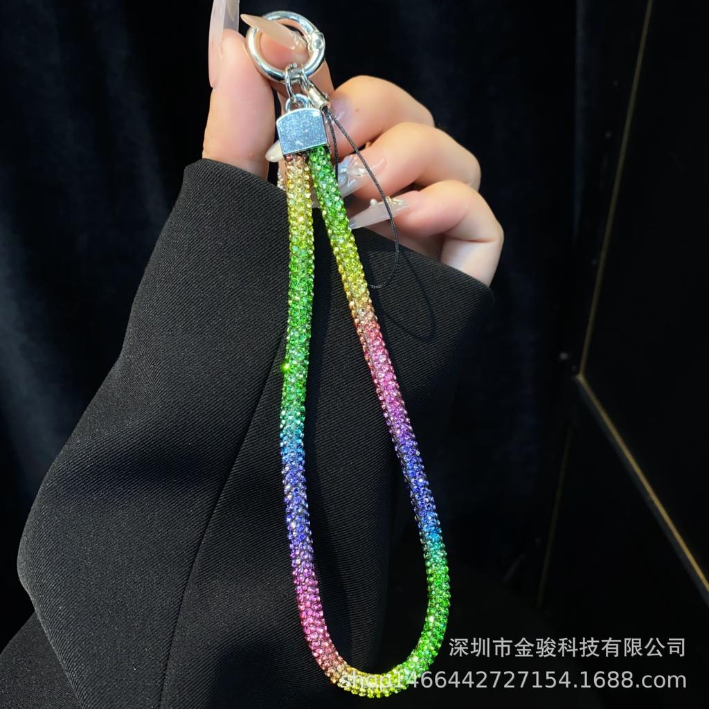 Phone Lanyard Colorful Dopamine Rhinestone Phone Chain Wrist Style High-End Fashion Versatile Hanging Decoration Wholesale