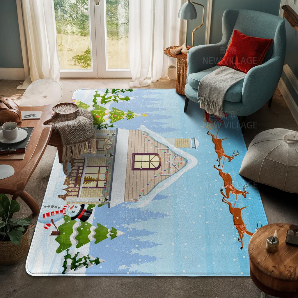 House Entrance Carpet Home Door Mat Living Room Bath Foot Bathroom Non-slip Water Absorption Rugs Bath Merry Christmas Winter