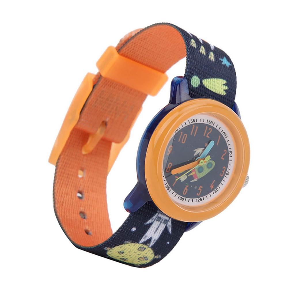 Children Watch Cartoon Pattern Waterproof Ribbon Strap Quartz Children WatchOrange