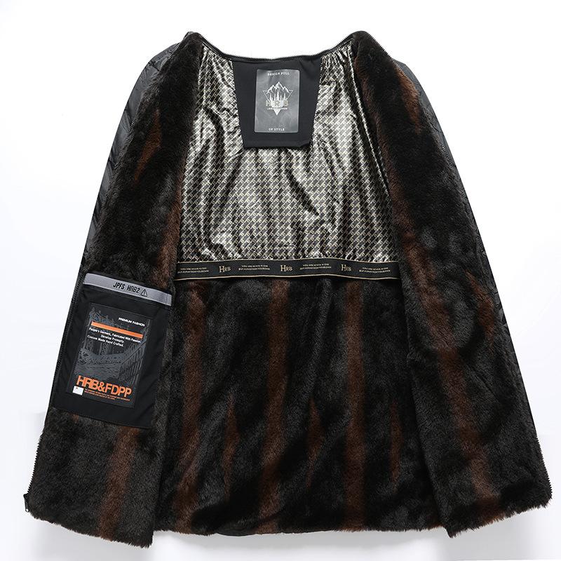 Dad's Cotton Coat and Cotton Jacket Can Be Removable Inner Jacket Plus Velvet Inner Lining Large Fur Collar Large Size