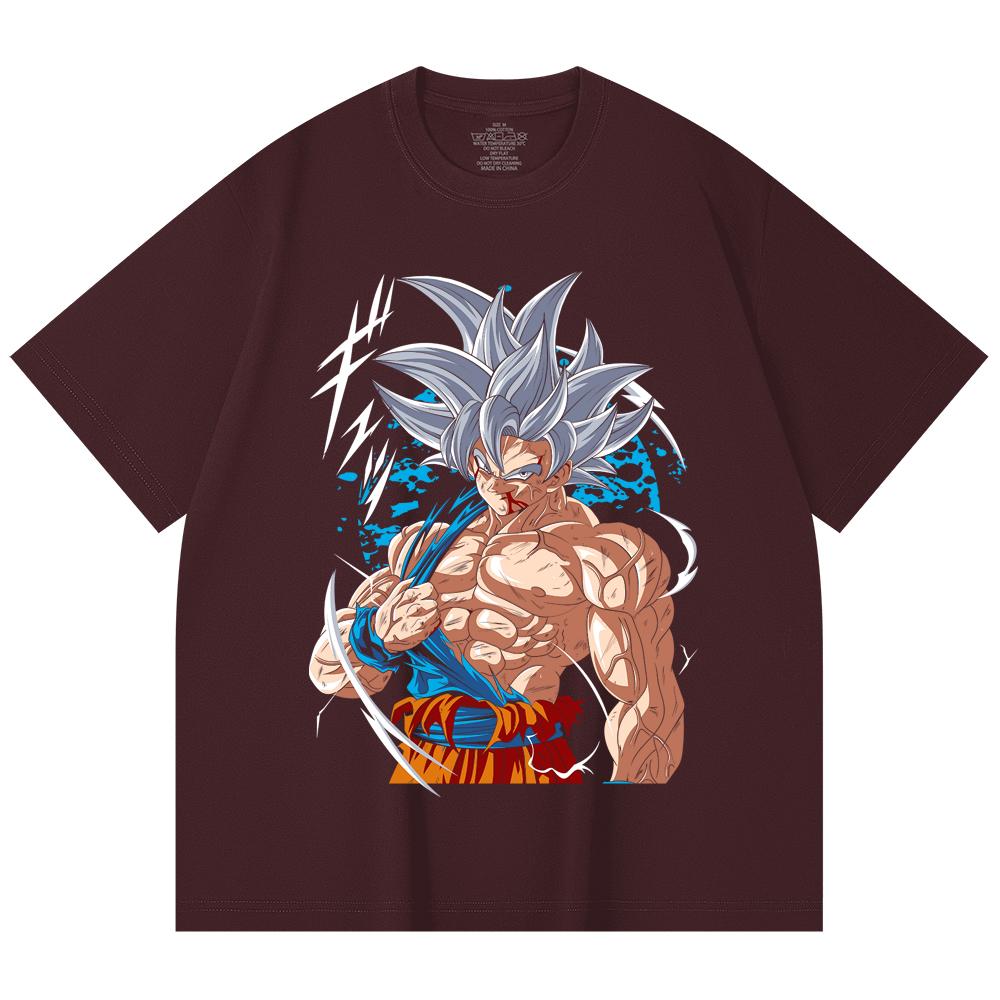 

230 Gsm 100% Cotton Dragon Ball V47 Goku Ultra Instinct Print Unisex Heavy Cotton T Shirt 2XL