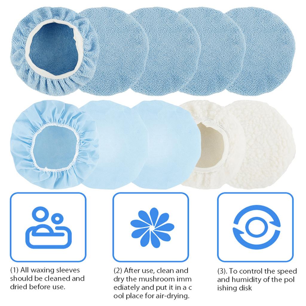 20/10 Stück Auto Polierpad Haube 9 10 Zoll Mikrofaser Auto Haubenpolierer Weiche Wolle Wachs Waschpuffer Abdeckung Auto Reinigungszubehör