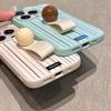 The Leather Texture Black and White Striped Ring Clasp Is Suitable for Apple 16promax Creative Phone Cases 14/12 for Women 13/15