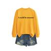 Womens Oversized Crewneck Sweatshirt With Minimalist I Could Be Meaner Print - Cotton Blend Loose Fit