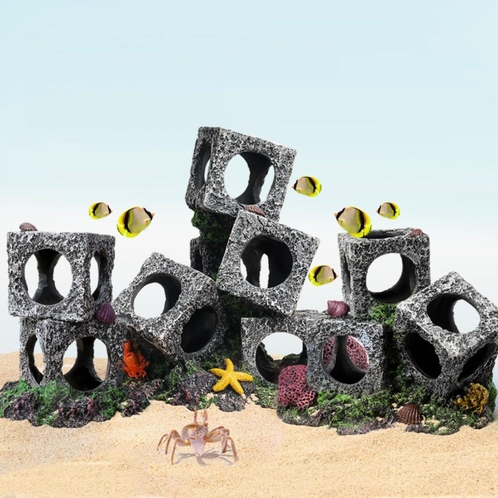 Hollowed-out Aquarium Rock Resin Shrimp Breeding Cave Cubes Cave Shelter  Home Aquarium