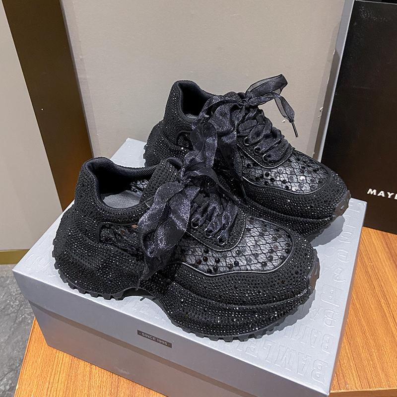 Fashion Women Shiny Rhinestones Shoes Summer Breathable Mesh Casual Sneakers Women Sport Shoes Platform Luxury Shoes zapatos mujer