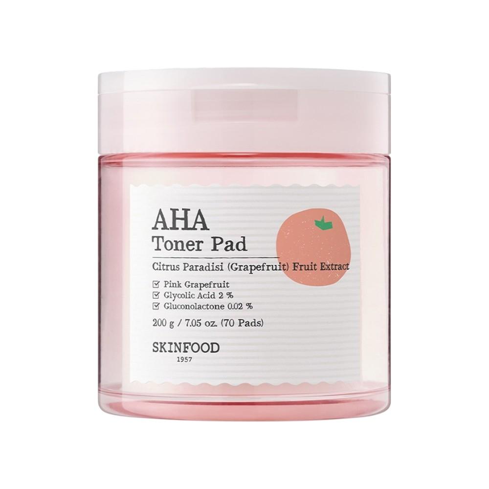 SKINFOOD Pink Grapefruit AHA Toner Pad 200g (70 Sheets) - Exfoliating & Smoothing Daily Peeling Pad - Radiant Korean Skincare