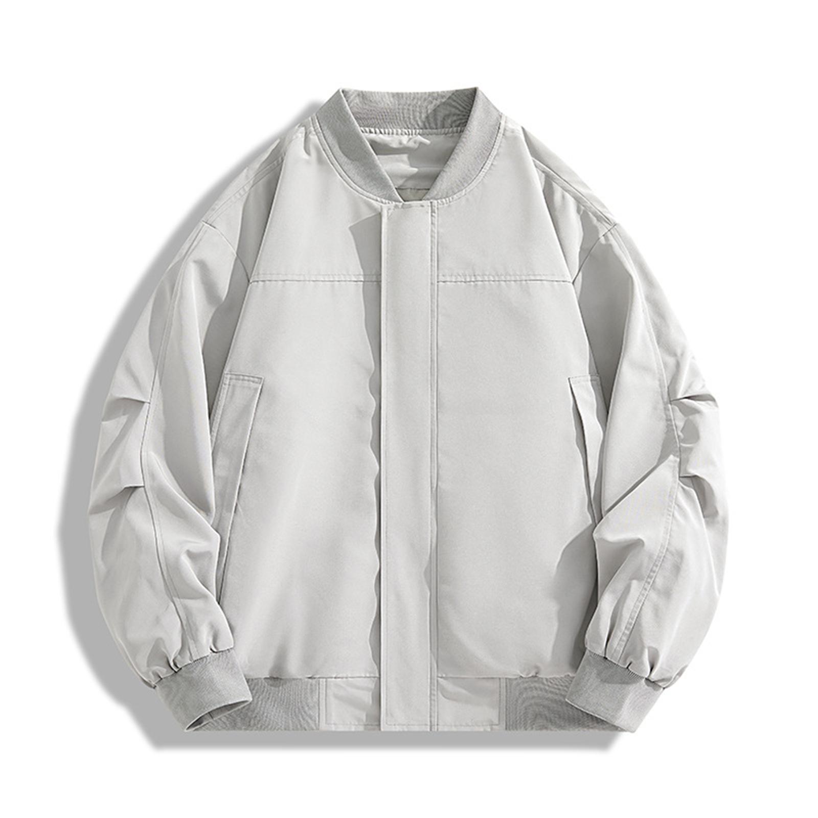 

Men s Solid Color Baseball Jacket Retro Casual Sports Loose Thin Jacket XL