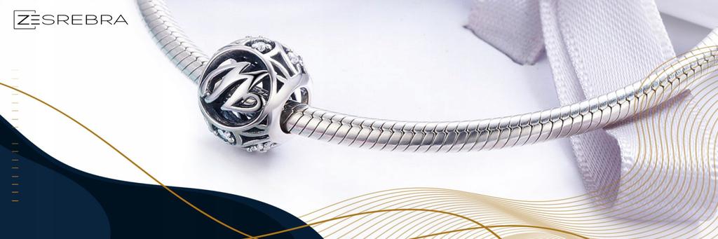 Charms Letter W 925 Bead Pendant S925 Openwork Zircons Letter