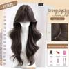 Women's Full Head Wig with Realistic Hair Fibers, Seamless Frontal, Large Scalp Coverage, Bangs, and Large Wave Long Curls