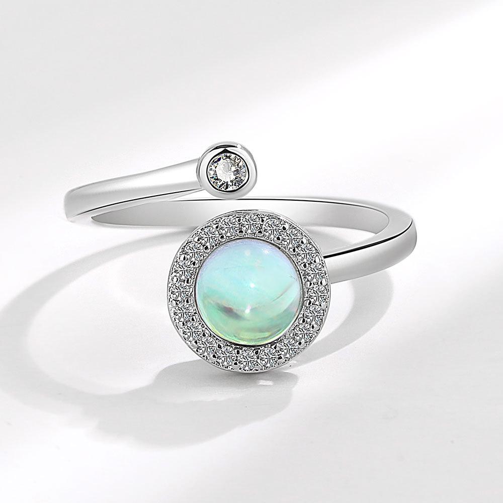 Adjustable Open Engagement Ring For Women Rhinestone Fidget Spinner Anti-Anxiety Relaxing Luxury Female Ring Accessories