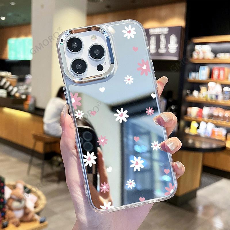 Exclusive for pink love daisy apple 17/16 mirror large hole protective case 13promax mobile phone case