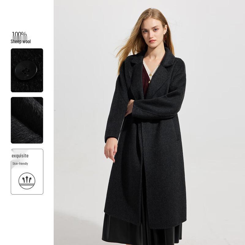 

Женское длинное двустороннее пальто из овечьей шерсти S