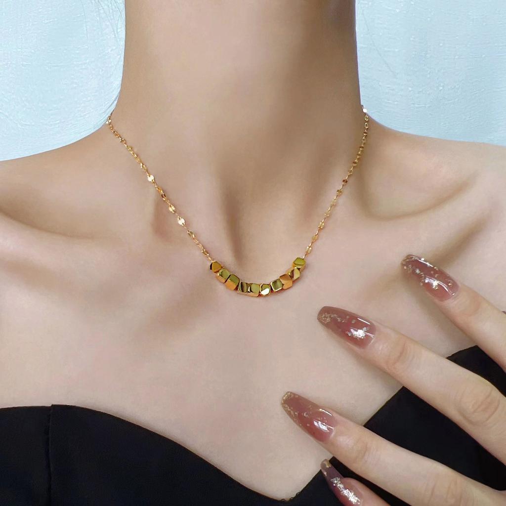 In The Season ,New Light Luxury Niche Titanium Steel Geometric Block Necklace Women