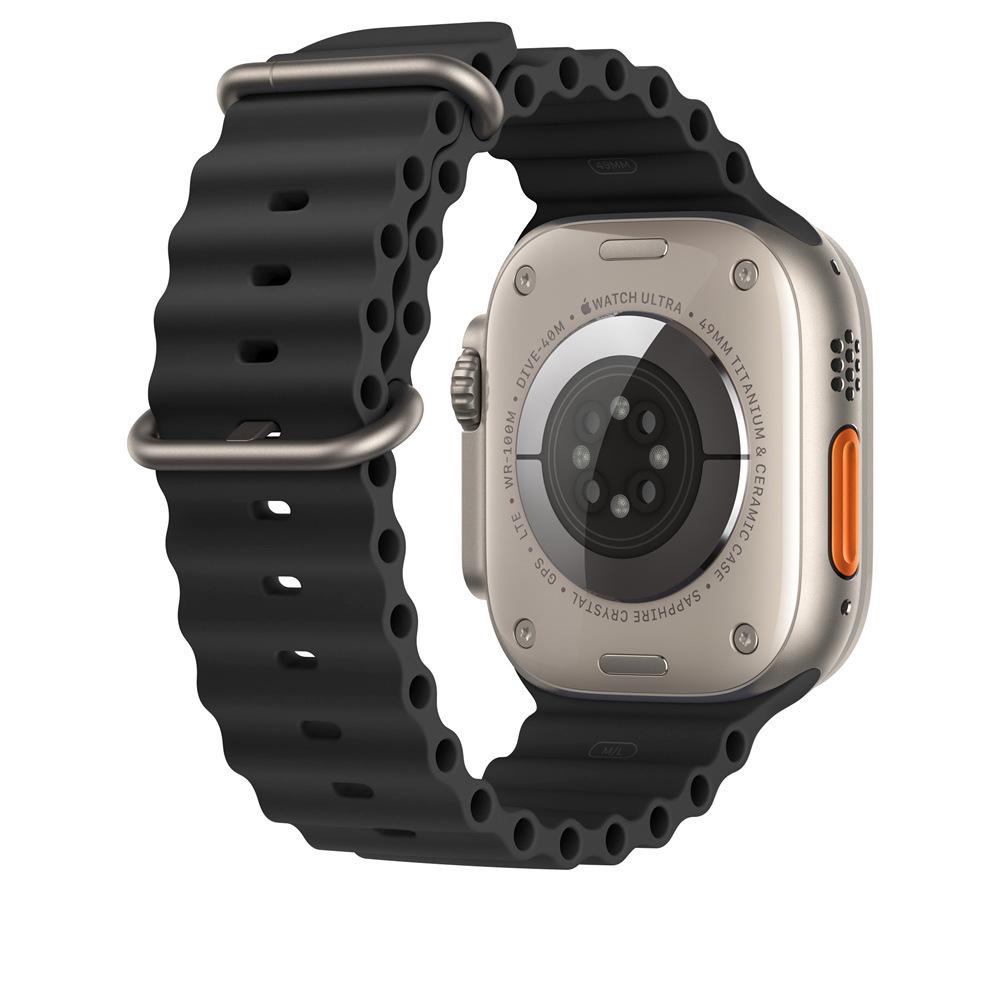 Double Buckle Solid Silicone Strap for Apple Watch Series 1, 8, 9
