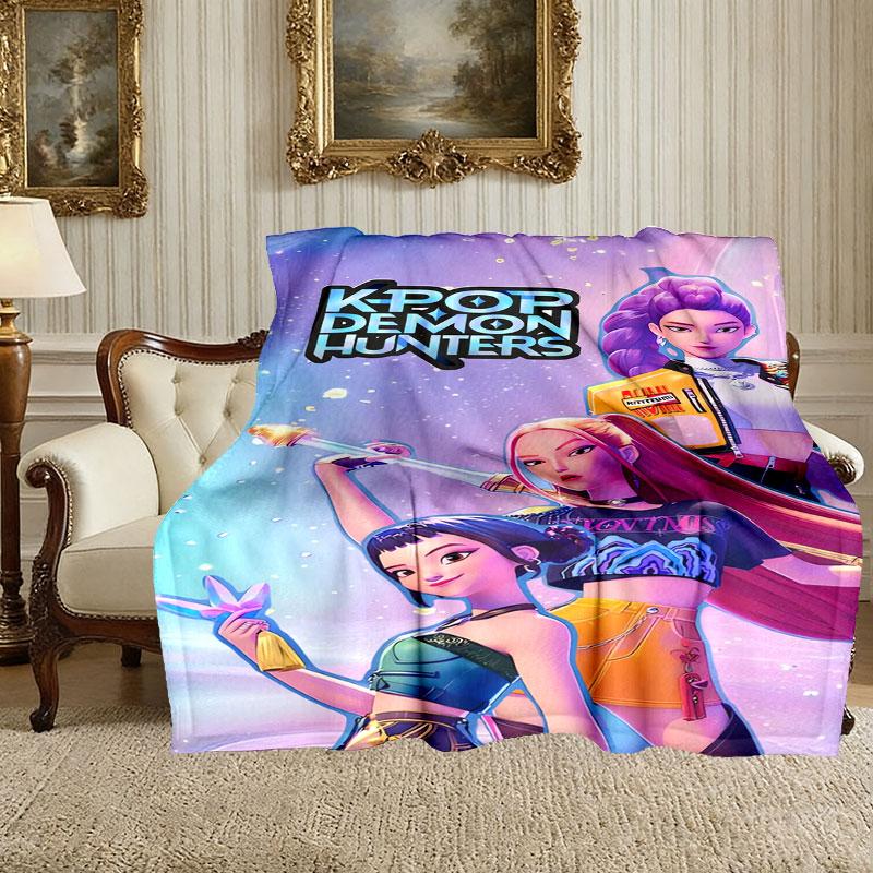 1pz Coperta Kpop Demon Hunters Accogliente, Coperta Stampata Leggera e Resistente, Perfetta per Casa, Divano, Letto, Picnic, Viaggio, Ufficio