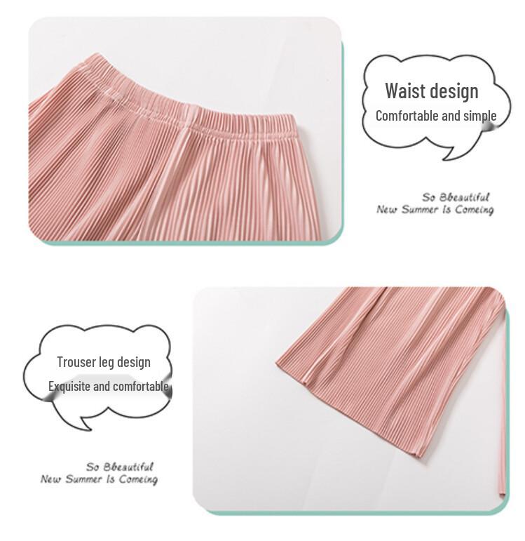 Summer 2023 Girls' Fashionable Casual Two-Piece Set: Vest Dress & Wide-Leg Pants