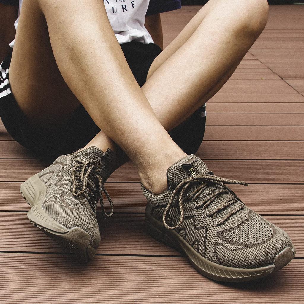Feethit Running Athletic Shoes for and Everyday Size Women's Sneakers, Breathable, Lightweight, Non-Slip, Slip-On Jogging, Walking, Wear, Khaki,