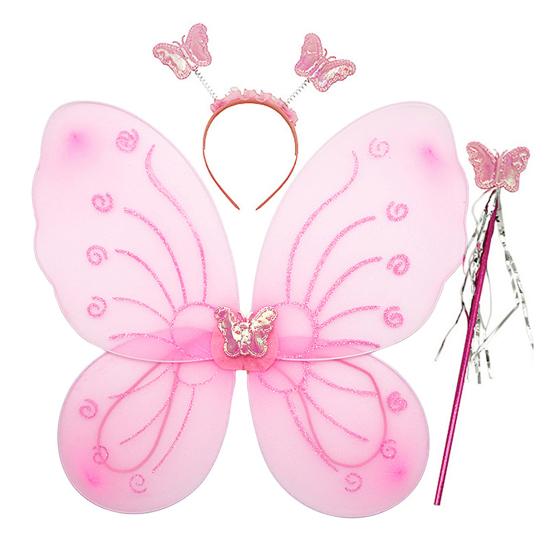 Yousheng 1 Set Girls Butterfly Wings Kids Foldable Butterfly Fairy Wings Hairband And Wand Fairy Costume Props for Halloween Parties Cosplay Photo