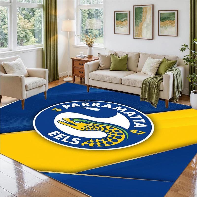 Parramatta Eels Design Crystal Velvet Rug Soft Decorative Mat for Bedroom Entrance