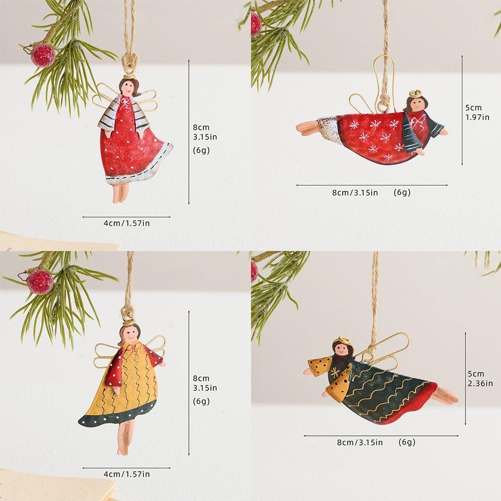 Multicolor Christmas Hanging Decorations Iron Art Cartoon Angel Girl Drop Ornament Retro Xmas Tree Embellishment