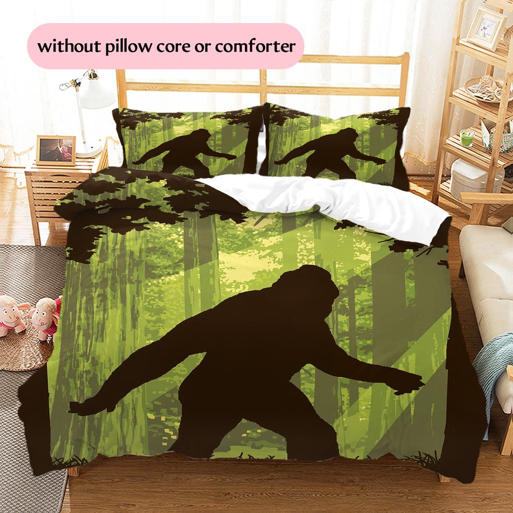 Bigfoot Pattern Bedding Home Decoration Birthday & Festival Gift (1 * duvet cover + 2 * pillowcase, without core)