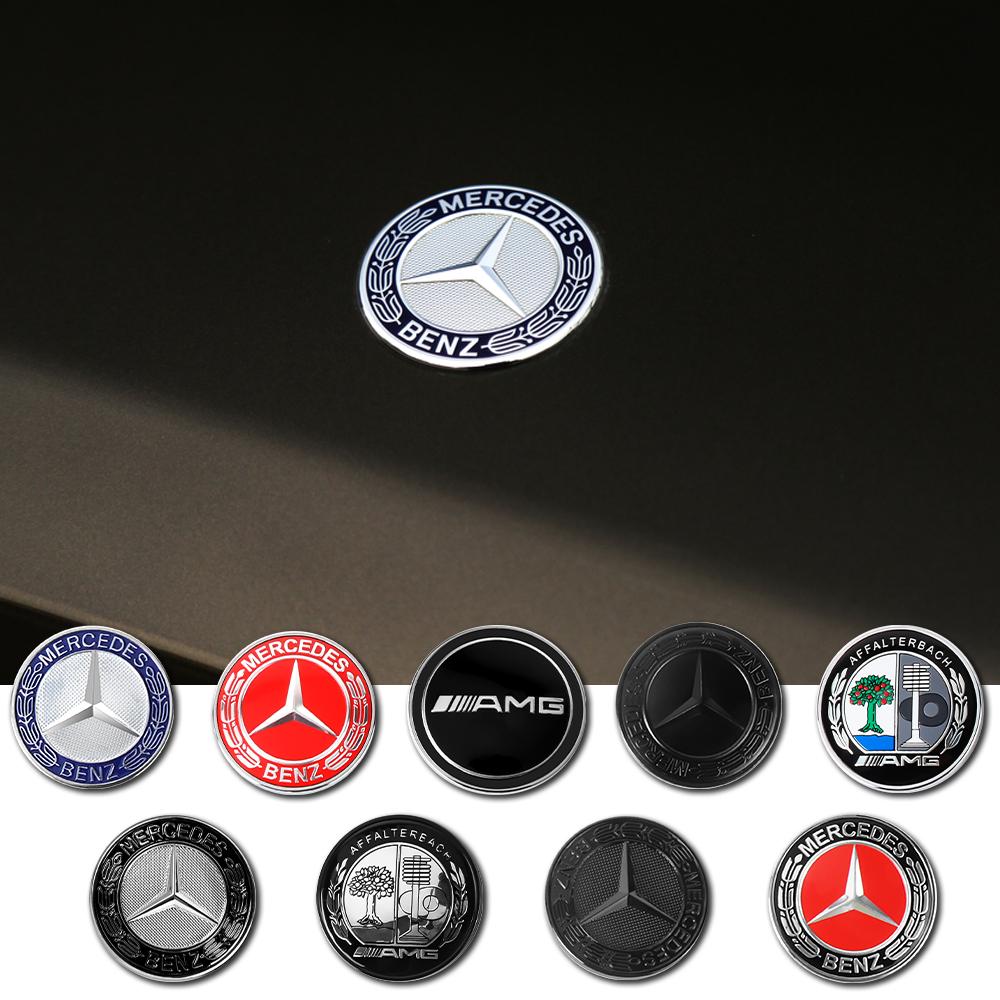 57mm Aluminum ABS Car Flat Hood Emblem Sticker Front Badge Logo Decor Accessories For Mercedes Benz AMG W206 W220 W205 W210 W108